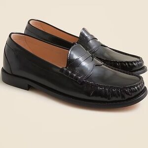 J.Crew Shiny Black Leather Loafers